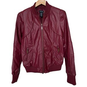 VINTAGE! 90’s Y2K Wet Seal Women's Faux Leather Jacket Red L Casual Full-Zip